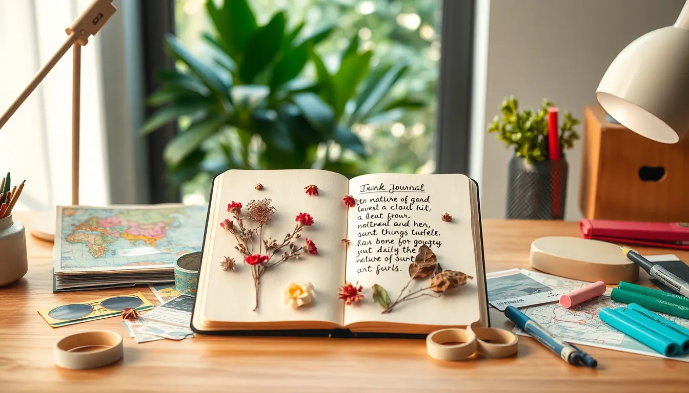 artful junk journal page with nature and travel elements.